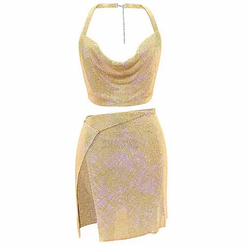 Set yếm nữ đính đá lấp lánh - Áo croptop nữ hai dây đính đá - Áo kim sa