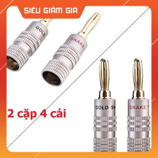 Jack loa bắp chuối Nakimichi (2 cặp 4 cái) hàng chất lượng jack đồng vỏ nhôm màu vàng