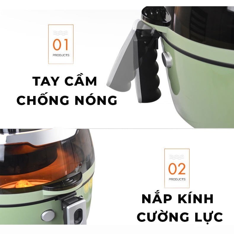 NỒI CHIÊN KHÔNG DẦU ĐIỆN CƠ NINE SHIELD 8L/1500W MẶT KÍNH THỦY TINH CHỊU NHIỆT MỚI NHẤT 2021 | BigBuy360 - bigbuy360.vn