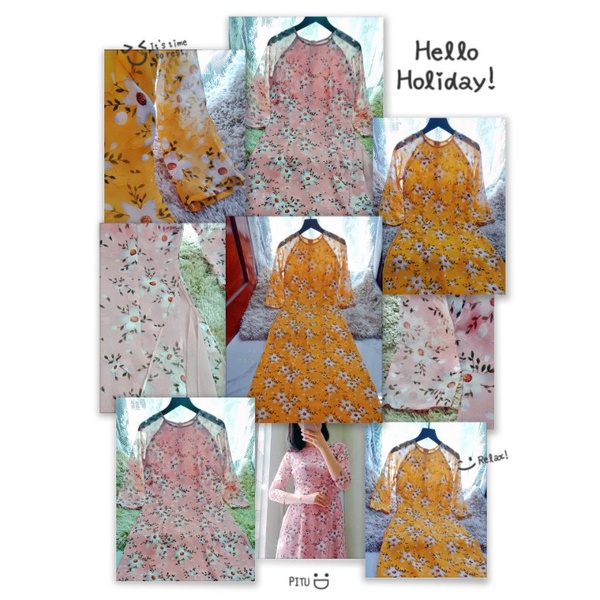 Áo dài nữ 4 tà hoa đại màu tôn da