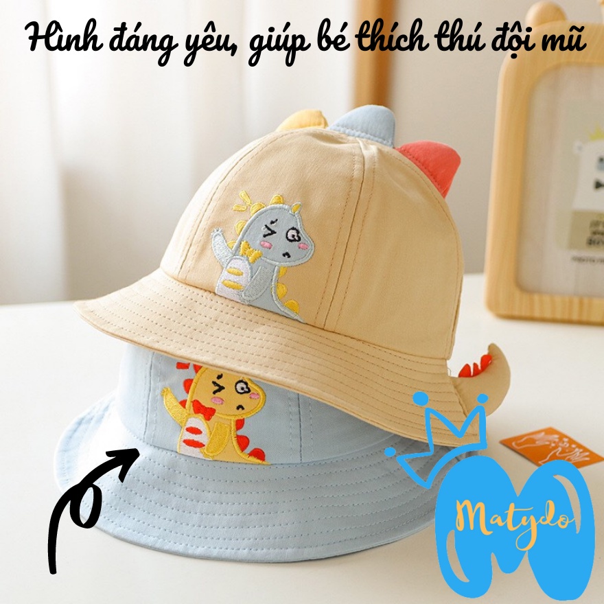 Mũ cho bé trai bé gái MATYDO rộng vành hình khủng long thêu đáng yêu phụ kiện mũ nón trẻ em