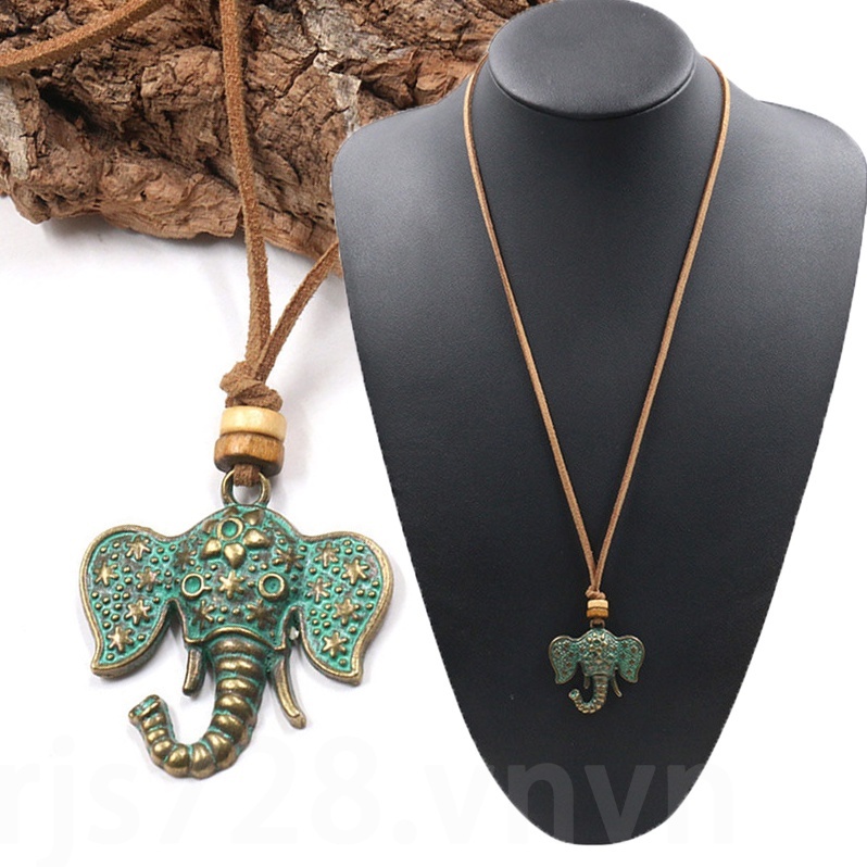 Dây chuyền mặt hình đầu voi phong cách boho thời trang