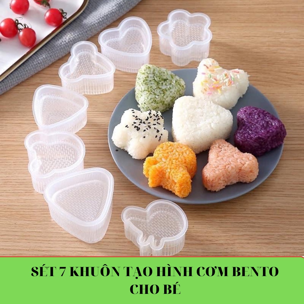 Khuôn tạo hình ,làm cơm nắm,làm bánh cho bé 7 chi tiết - Mokids