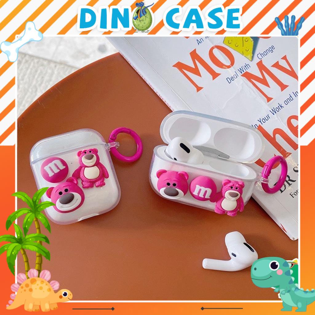 Vỏ bao đựng tại nghe airpod gắn Gấu Dâu Lotso 3  bảo vệ bao đựng tai nghe không dây bluetooth 1/2/Pro/i12/i9/i7