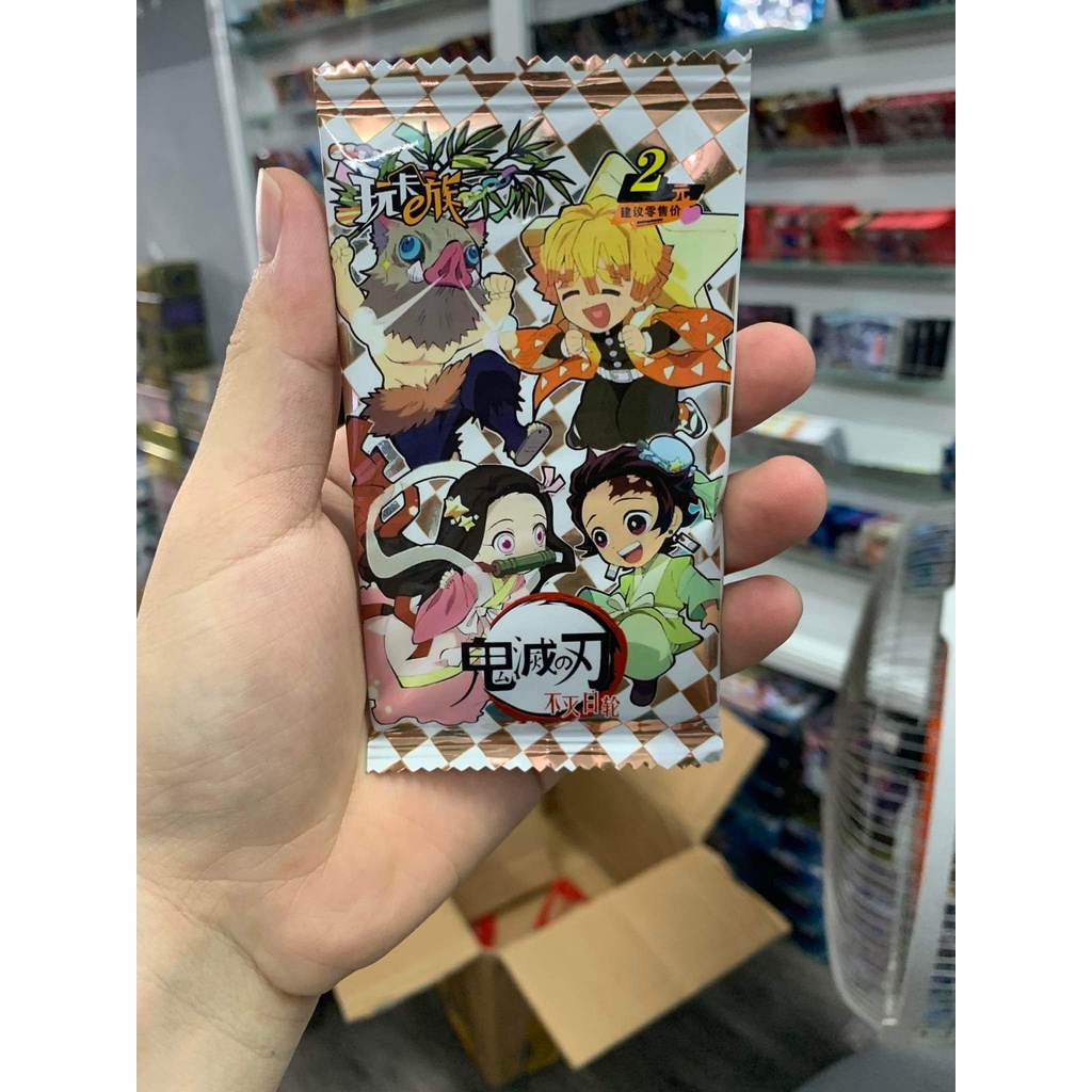 Set 5 ảnh thẻ nhân phẩm Anime Kimetsu no Yaiba Thanh Gươm Diệt Quỷ ngẫu nhiên chibi xinh xắn