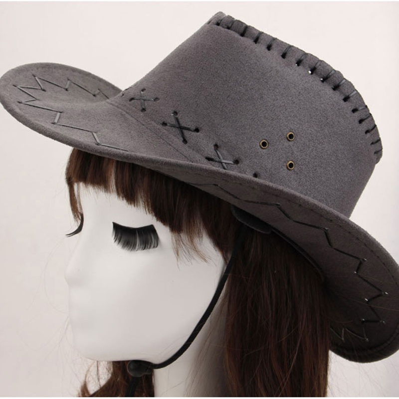 Mũ Cao Bồi Chống Gió Vành Rộng Có Dây Đeo Ngoài Trời Cho Nam Và Nữ