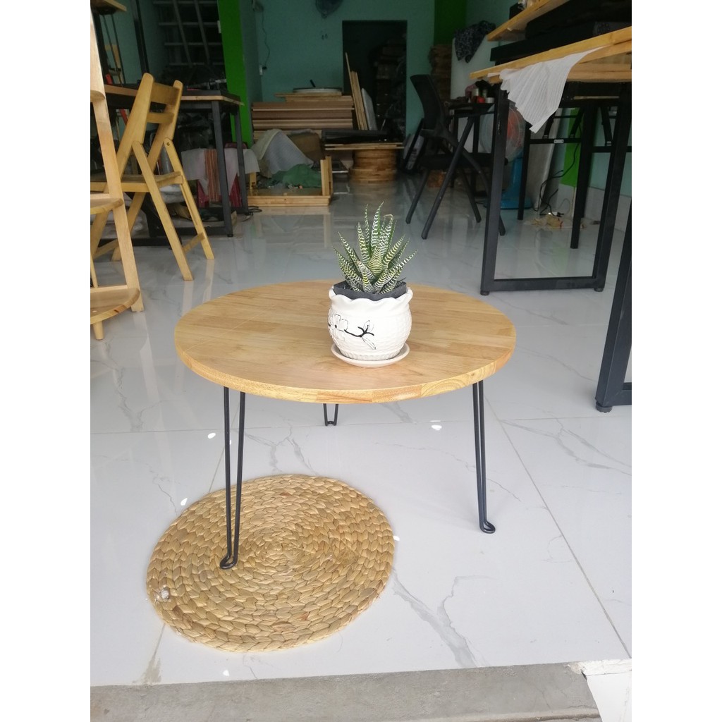 Bàn Tròn, Bàn Caffe, Bàn Trà Gỗ Cao Su Ngồi Bệt Chân Xếp Gọn (ĐK 59cm)