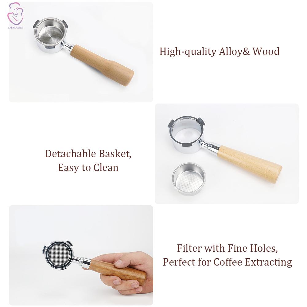 51mm Coffee Bottomless Portafilter with Filter Basket & Wooden Handle Replacement for Delonghi EC680 EC685 Coffee Machin