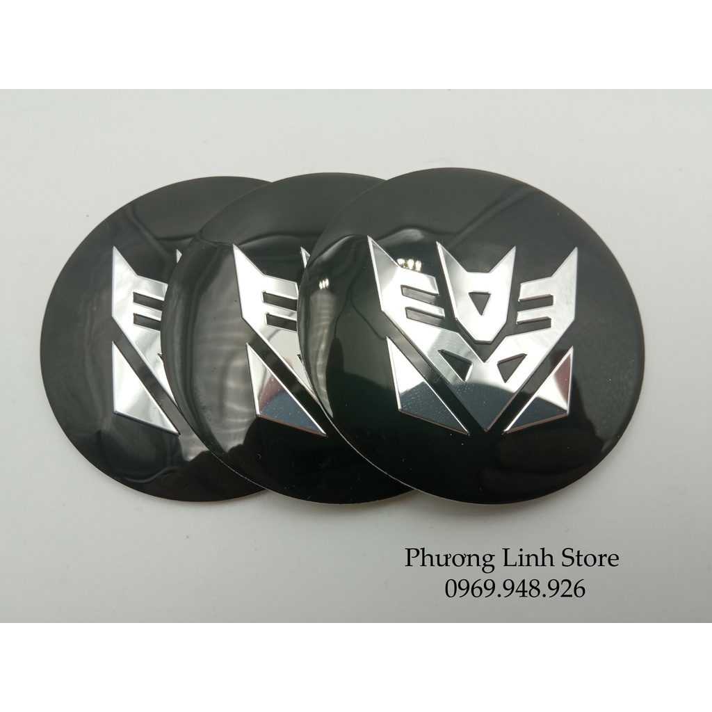 Tem dán xe Transformer Destroy logo dán xe tròn nền đen đầu nhọn