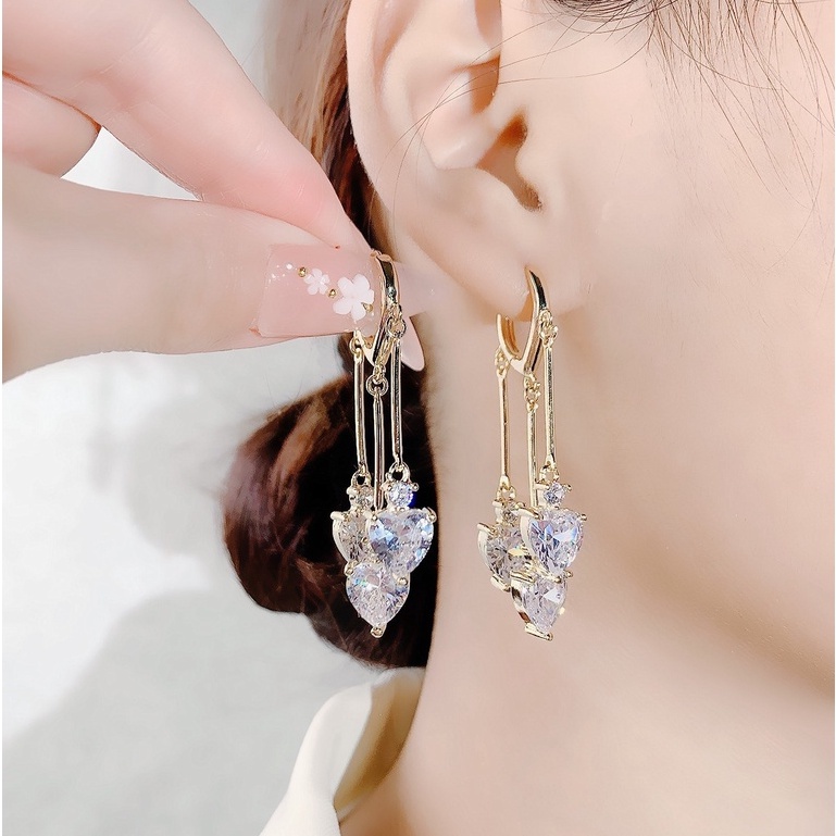 Khuyên Tai Tua Rua Dáng Dài Đính Đá zircon Siêu Lấp Lánh Thời Trang Nhật Hàn Mới 2022