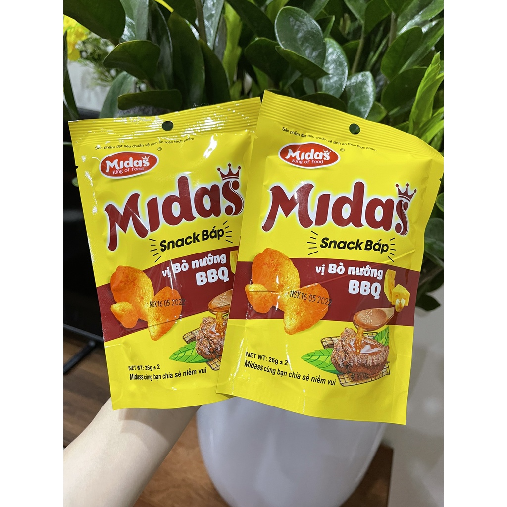 COMBO 10 gói Bim bim snack bắp vị bò nướng BBQ Midass gói 26g