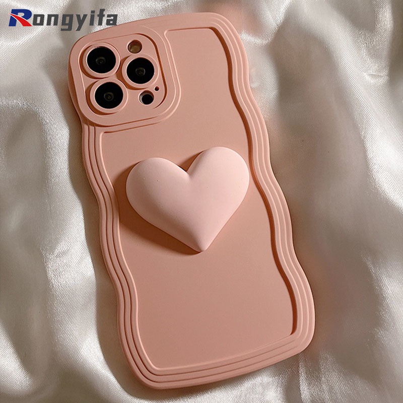 Ốp Điện Thoại Silicone Mềm Màu Kẹo Họa Tiết Trái Tim Cho iPhone 13 12 11 Pro XS Max