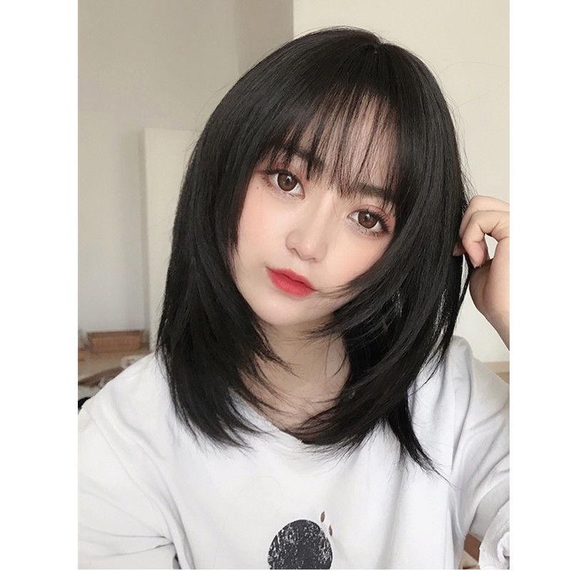 Tóc Giả Thẳng Dài Ngang Vai Có Khóa Bên Trong Cho Nữ