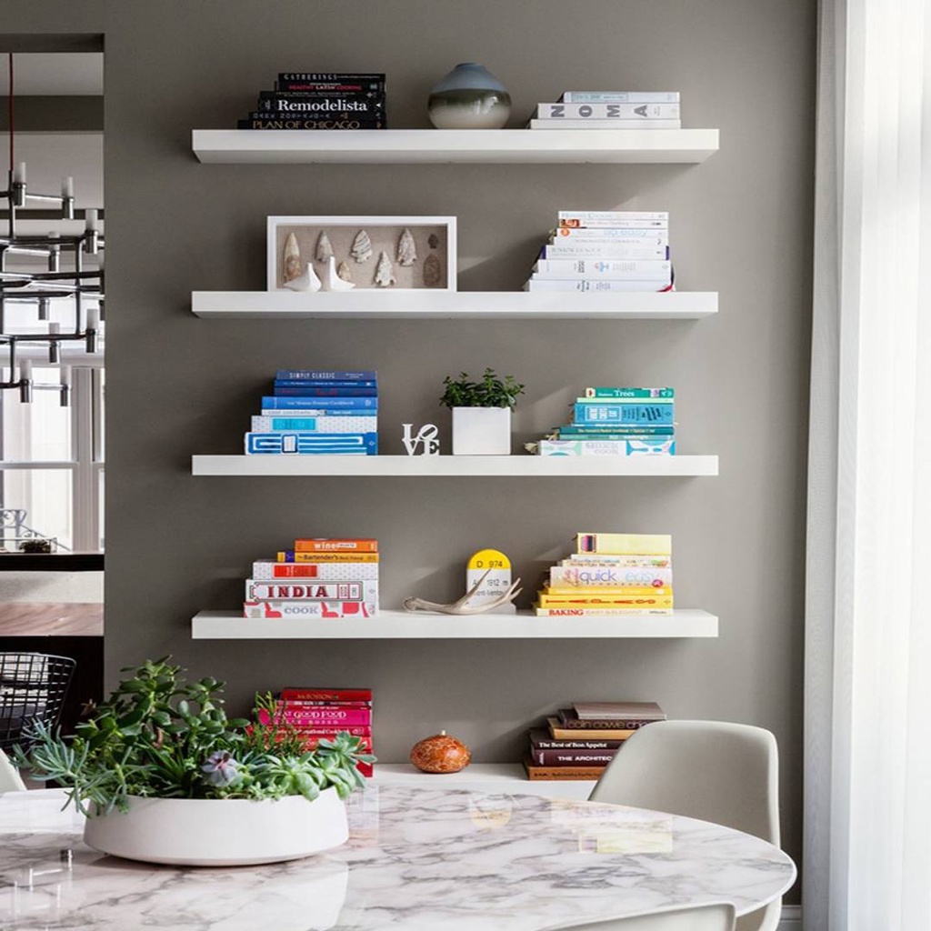 Kệ gỗ đa năng treo tường gỗ dài 80 x 20cm màu trắng