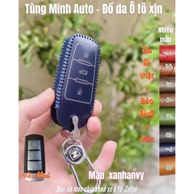 Bao da  ốp chìa khoá xe ô tô Zotye Z8, T 600, Z 500, Z 700, Domy X 5 da bò thật khâu tay