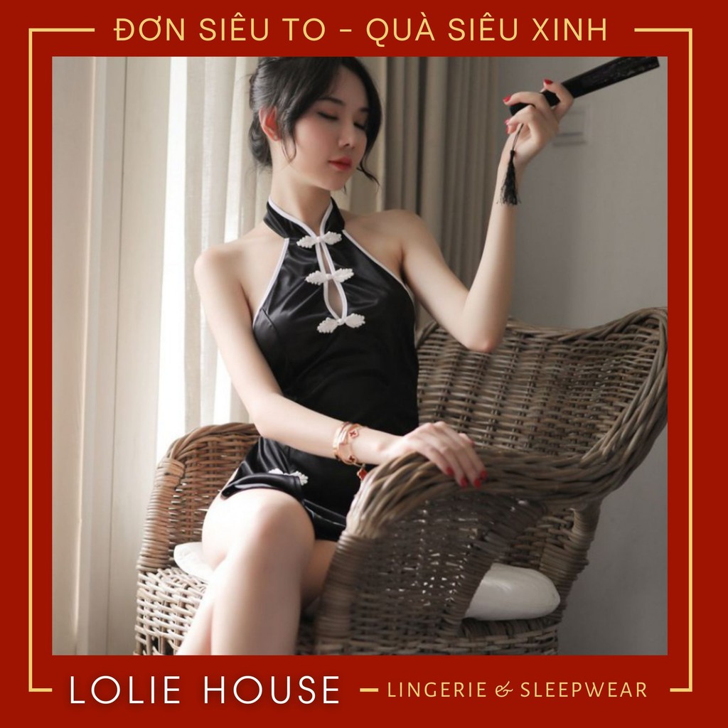 Cosplay Sườn Xám Nút Trắng Xẻ Tà Sexy - Set váy ngủ sexy cosplay sườn xám LOLIE HOUSE - CP16 | BigBuy360 - bigbuy360.vn