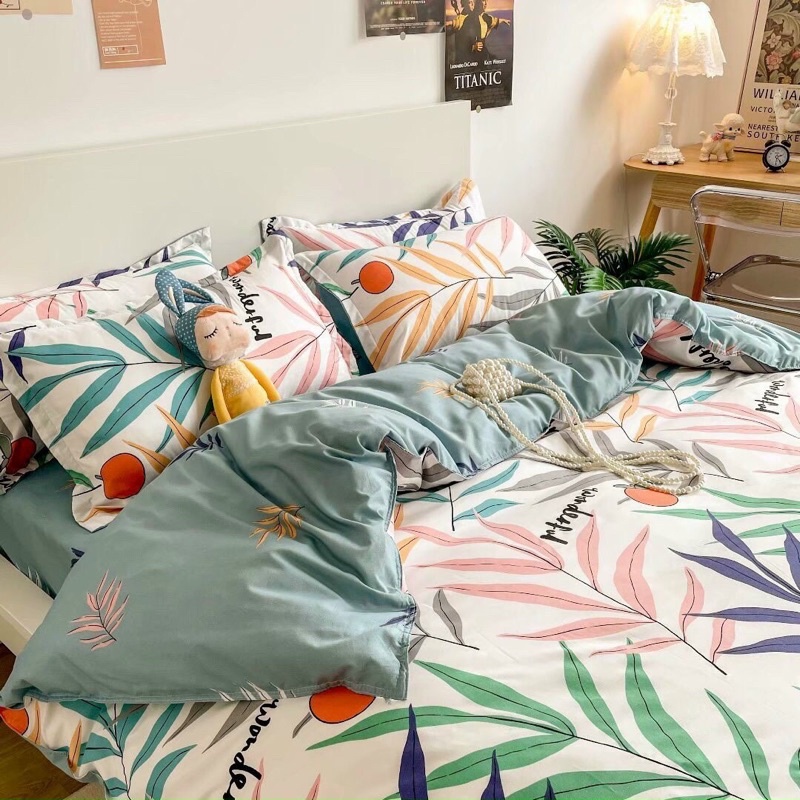 Bộ Vỏ Chăn Kèm Ga Gối Poly Nhập Mẫu Lá Tre Xanh ( kèm ảnh chi tiết ) | BigBuy360 - bigbuy360.vn