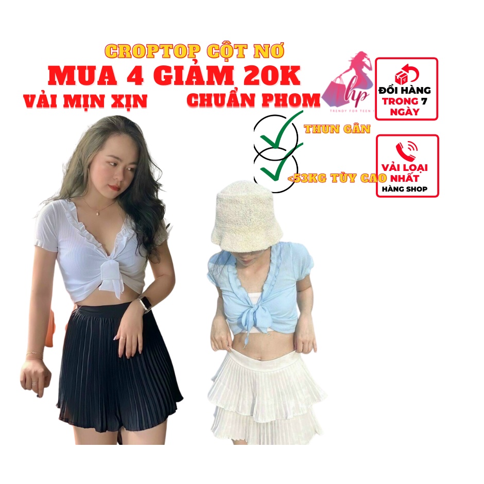 áo croptop nữ tay ngắn viền bèo body thun gân kiểu hàn quốc thời trang 2021-A41
