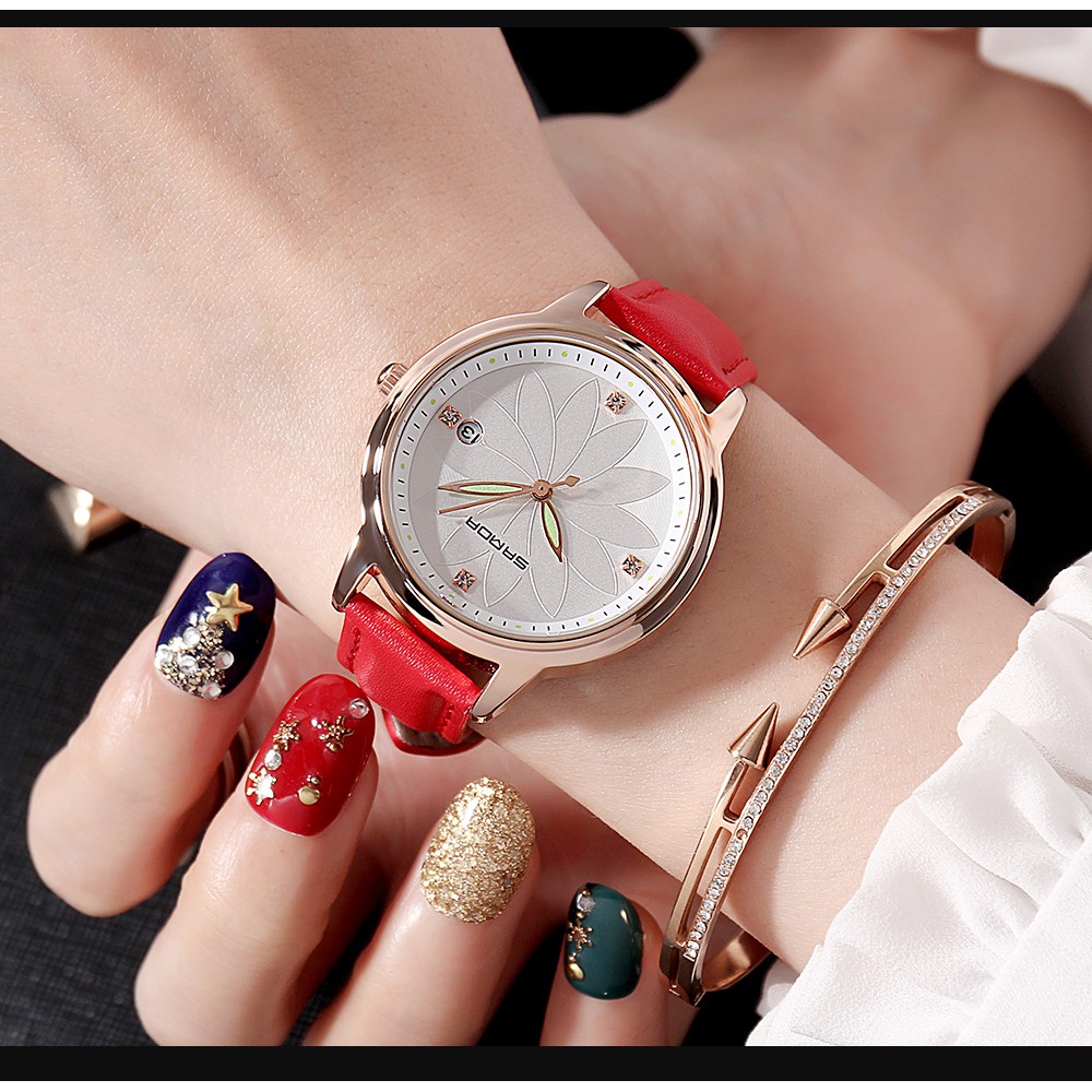 Đồng hồ nữ SANDA dây da mặt hoa tinh tế sang trọng SD219 | BigBuy360 - bigbuy360.vn