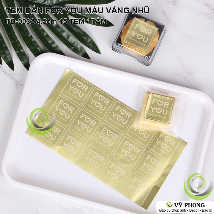 TEM DÁN STICKER CHỮ FOR YOU NHŨ VÀNG NHÃN DÁN TRANG TRÍ HỘP QUÀ BAO BÌ BÁNH KẸO TD-0032