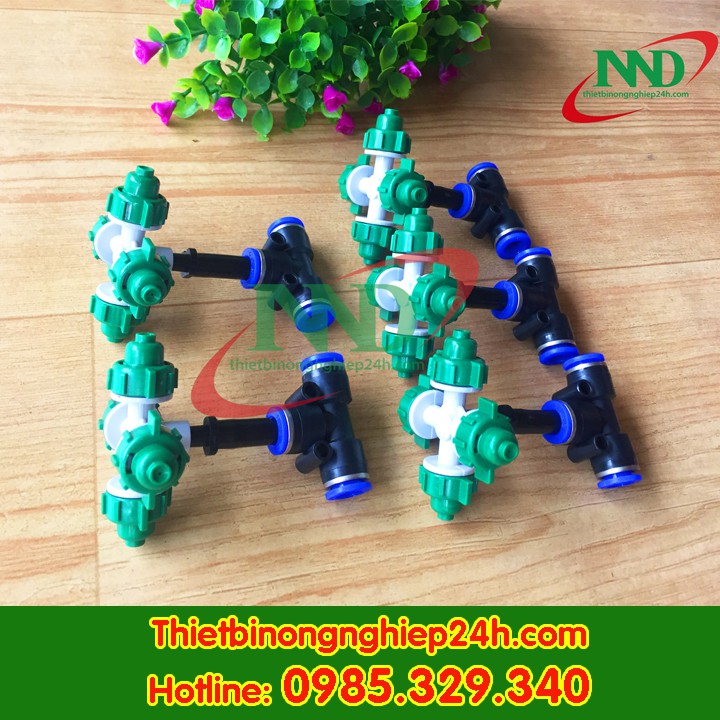 Combo 5 bộ béc 4 hướng phun sương tưới lan màu xanh lắp phi 8 tưới lan, tưới rau | PHỤ KIỆN TƯỚI GIÁ SỈ