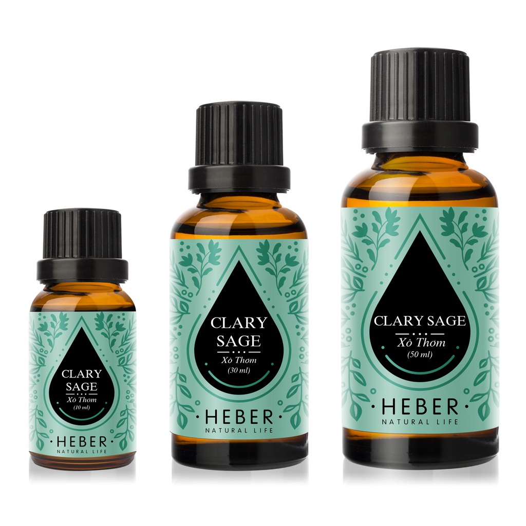 Tinh Dầu Xô Thơm Clary Sage Heber Natural Life, Cao Cấp Nhập Khẩu, Thiên Nhiên Nguyên Chất, Chai 10ml/30ml/50ml