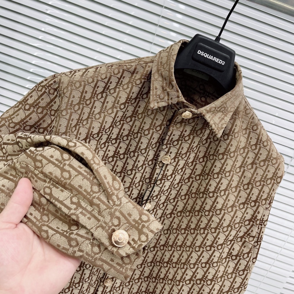 Áo Sơ Mi Nam DIO Họa Tiết Logo Siêu Cấp - Áo Sơ Mi Nam GC Dập Vân Logo Chất Vải Dệp Cao Cấp DT STORE MENWEAR