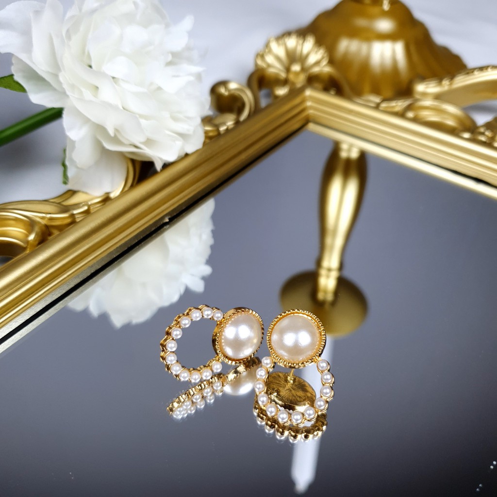 Khuyên tai nụ đính ngọc trai nhân tạo cổ điển cỡ to sang trọng TB02 TOBI STORE