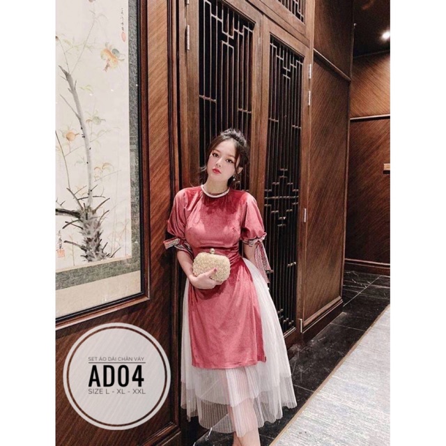 Bigsize Set áo dài chân váy AD04