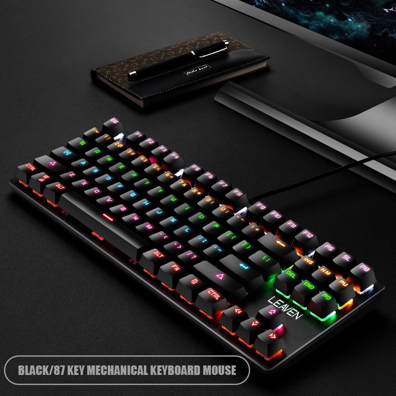 Bàn phím cơ Gaming Leaven K550 Blue Switch TKL 87 phím , LED Rainbow , chống nước