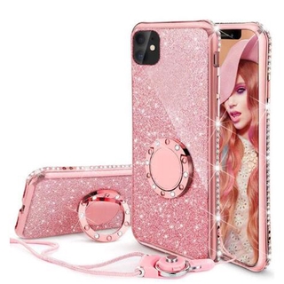 Ốp điện thoại kim cương lấp lánh có nhẫn đỡ và dây cho Vivo Y11 2019 1906 1904 1906 1901 1916 U10 