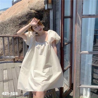 Đầm cổ u tay phồng