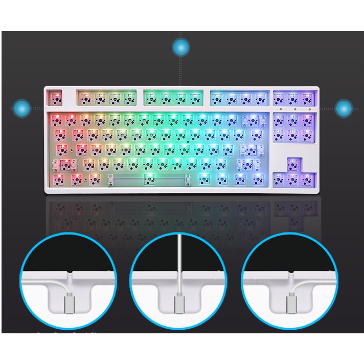 Kit Bàn Phím Cơ Custom GeanyKey GK-870 - TKL - 3 MODE - Led RGB - App macro - Đèn nhấp nháy theo nhạc