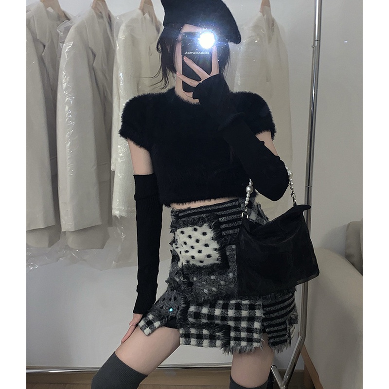 Chân váy len lưng cao dáng ôm thời trang thu đông cho nữ