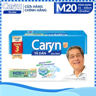 Tã Dán Người Lớn Caryn Siêu Thấm Gói Lớn Size M 20 Miếng + Tặng 3 Miếng Thêm