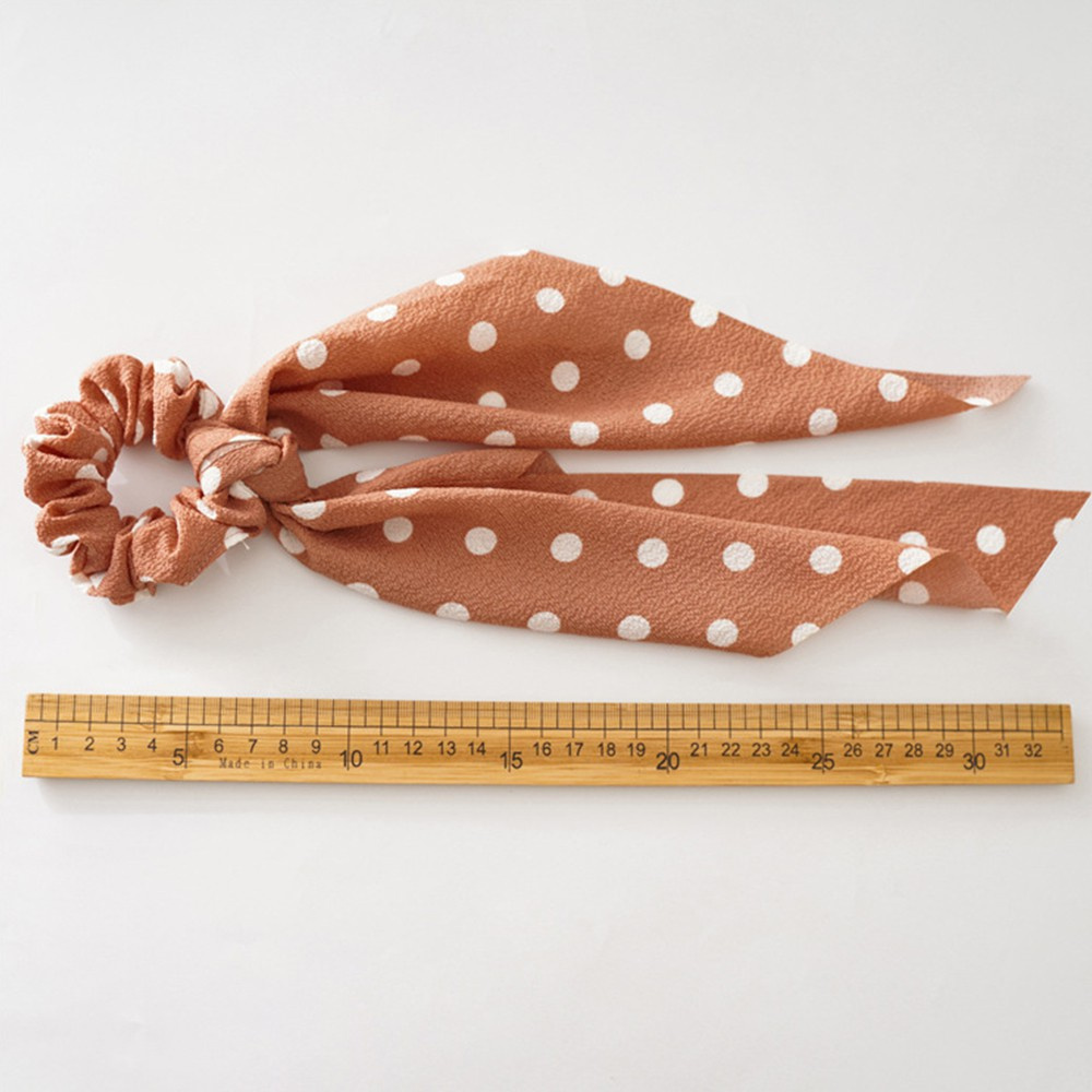 Dây Buộc Tóc Co Giãn Thắt Nơ Họa Tiết Hoa Chấm Bi Phong Cách Boho Cho Nữ