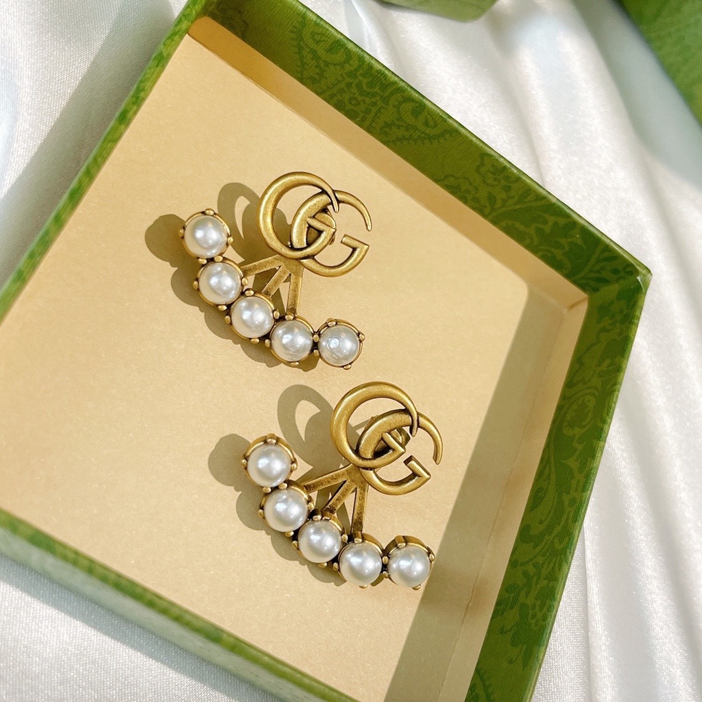 Bông tai Gucci đính ngọc trai nhân tạo thời trang thanh lịch