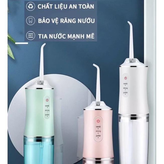 Tăm Nước Oral Irrigator Cầm Tay- Máy Tăm Nước Vệ Sinh Răng Miệng Cao Cấp - Máy Tăm Nước 4 Đầu Chuyên Dụng Làm Sạch Sâu