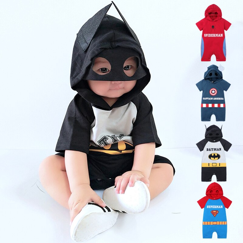 Jumpsuit Bodysuit Romper Vải Cotton Hình Batman Cho Các Bé Trai Nhỏ Sơ Sinh