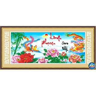 (ĐÃ ĐÍNH)Tranh đá Long phụng sum vầy 1m32x61cm YN5118
