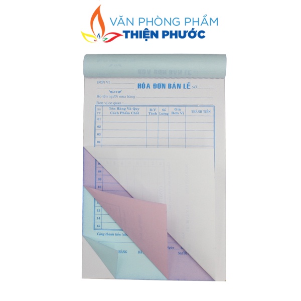 Hóa đơn bán lẻ 1 liên 2 liên 13x19mm xấp 100 tờ THIỆN PHƯỚC