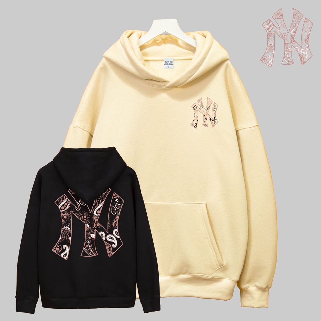 Áo nỉ hoodie MLB HOA VĂN hồng yggenz shop , áo nỉ bông unisex nam nữ