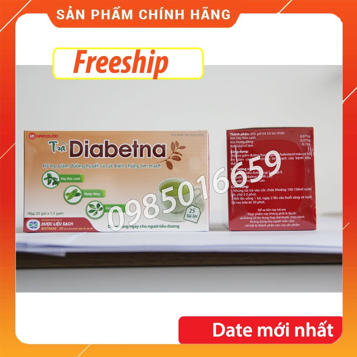 Trà Diabetna⚡Hỗ trợ điều trị đái tháo đường từ Dây thìa canh chuẩn hóa, mướp đắng, giảo cổ lam - Dạng túi lọc TIỆN LỢI