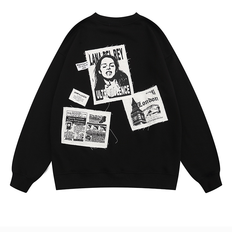 【ZHELIHANGFEI】Áo Thun Sweater Tay Dài Dáng Rộng Kiểu Mỹ Cá Tính