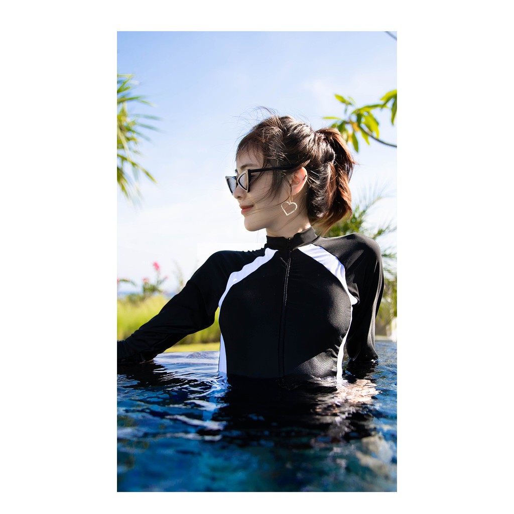 CÓ SẴN bộ đồ bơi nữ liền thân dài tay quần đùi chất thun lạnh đẹp | BigBuy360 - bigbuy360.vn