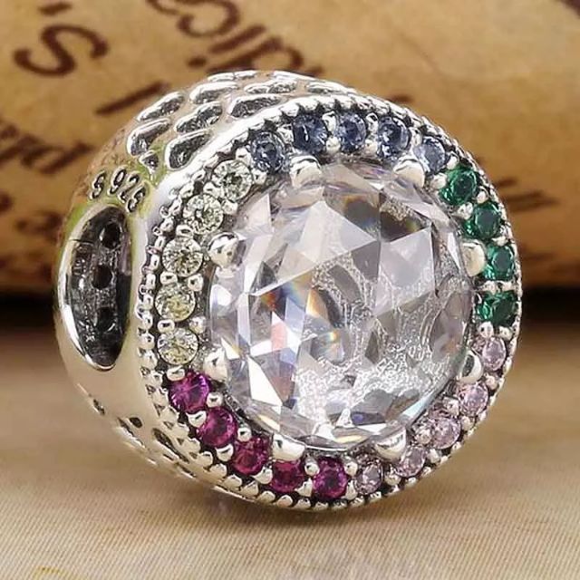 Hạt charm Radiant đính đá 7 màu bạc s925 (vừa tất cả các vòng tay)