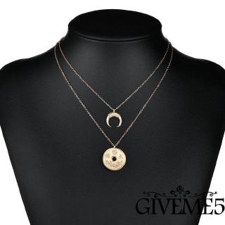 Dây Chuyền Mặt Hình Đồng Xu/Mặt Trăng Phong Cách Cổ Điển