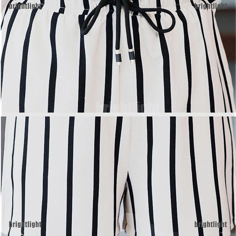 Set Áo Thun Tay Ngắn Kẻ Sọc Phối Quần Short Thời Trang Trẻ Trung