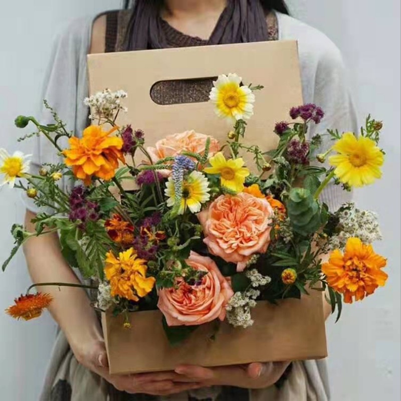 Túi giấy kraft cắm hoa, túi giấy đựng hoa, gói hoa làm quà tặng