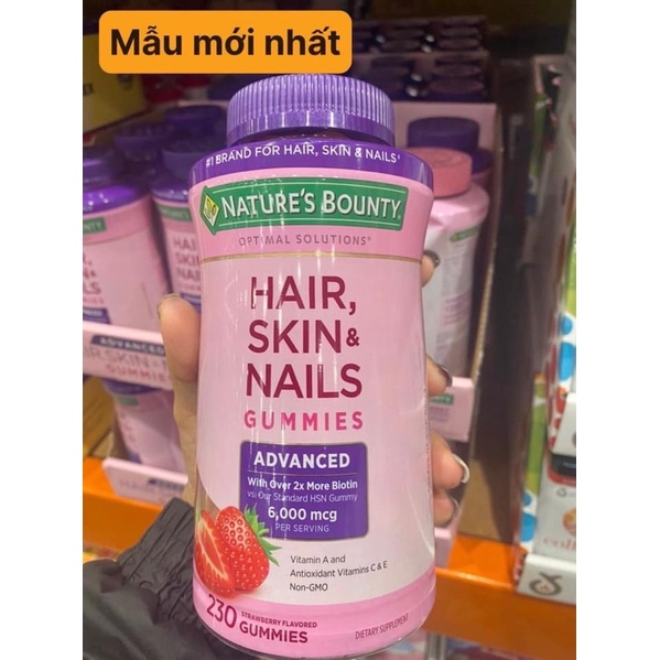 Kẹo dẻo Hair skin nail mẫu mới nhất 6000mcg biotin date 2/25